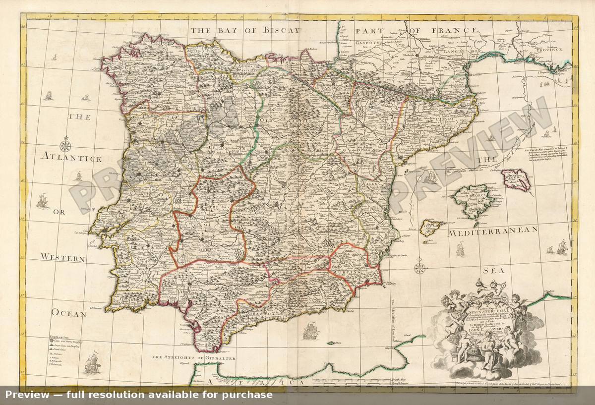 Antique map: Spain, 1763