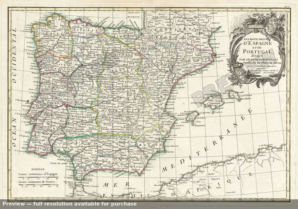 Antique map: Spain Portugal, 1783