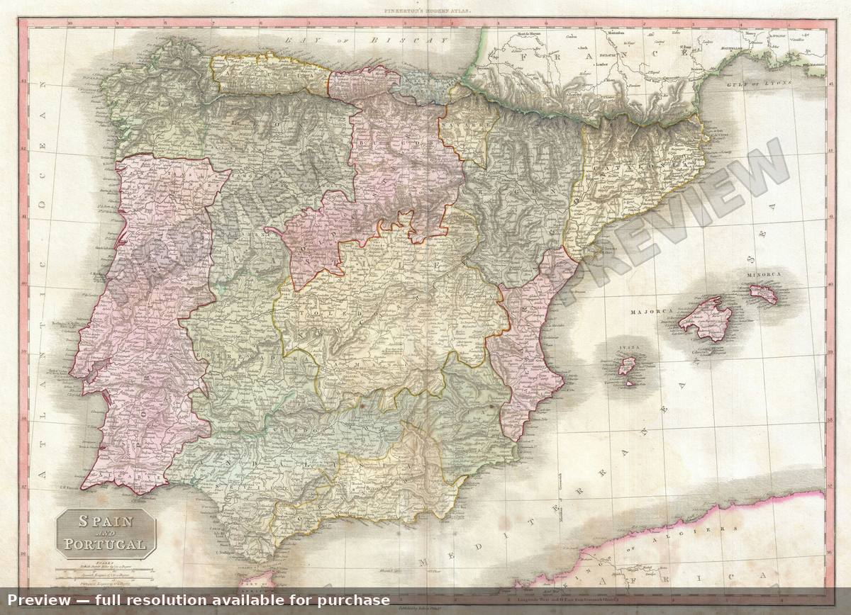 Antique map: Spain Portugal, 1818, 1818