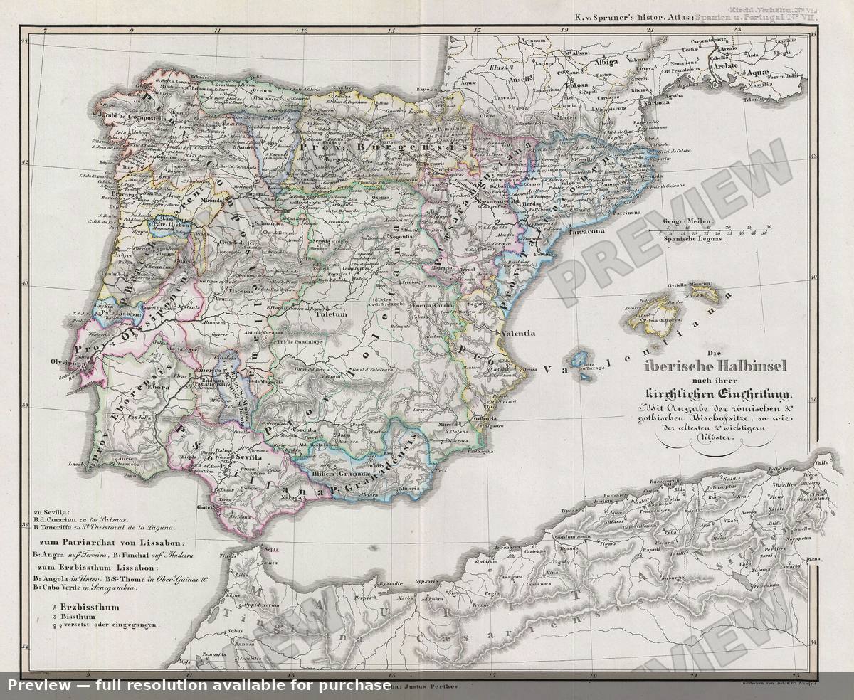 Antique map: Spain Portugal, 1854, 1854