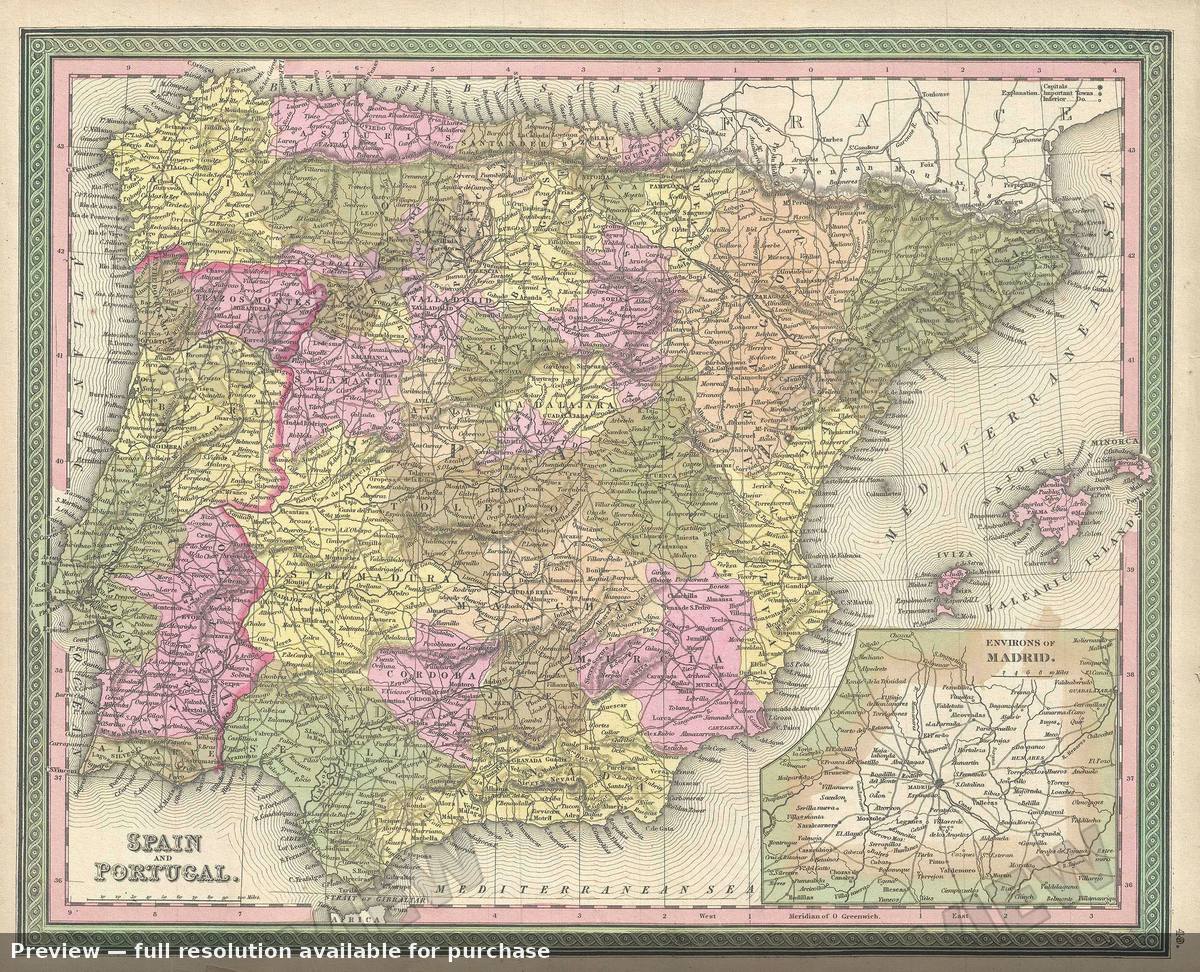 Antique map: Spain Portugal 2, 1849, 1849
