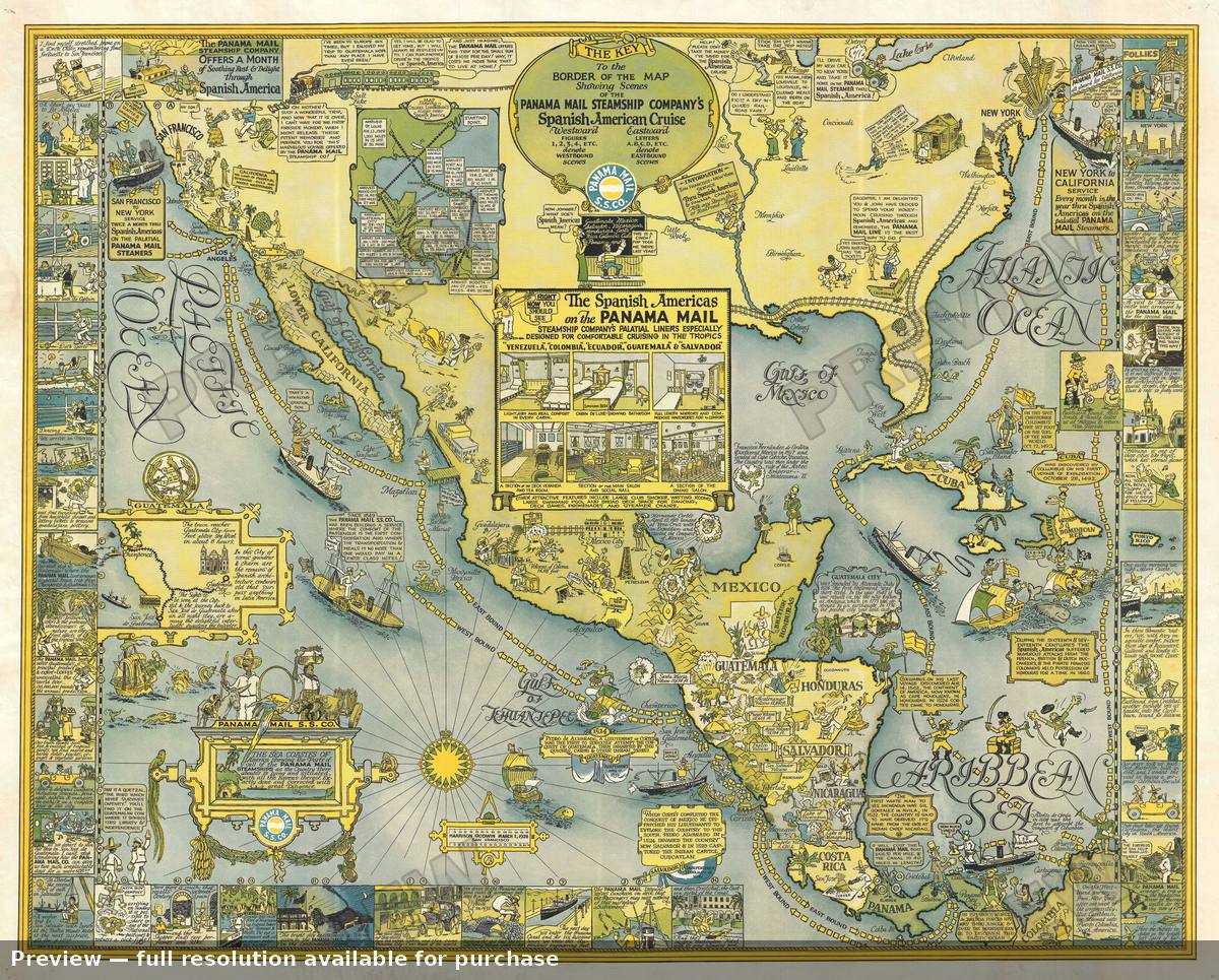 Antique map: Spanish Americas, 1928, 1928