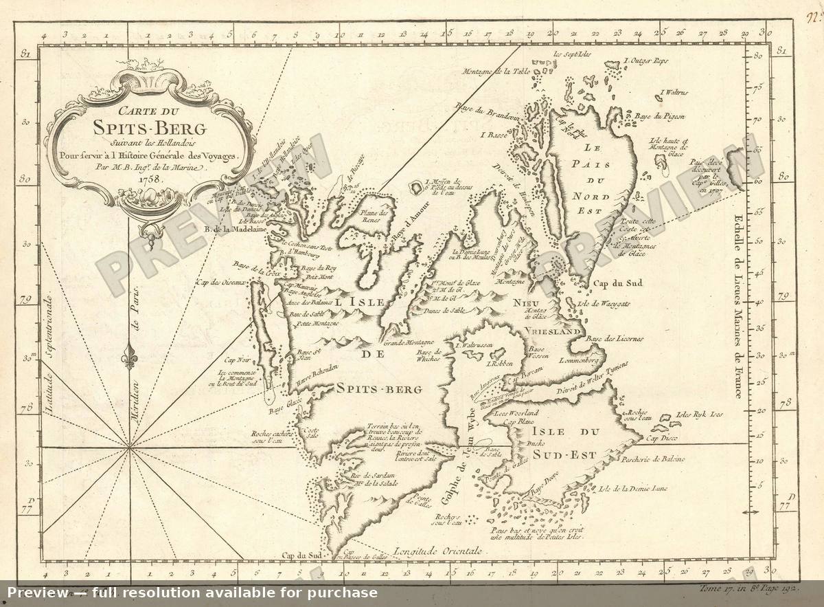 Antique map: Spitsberg, 1758, 1758