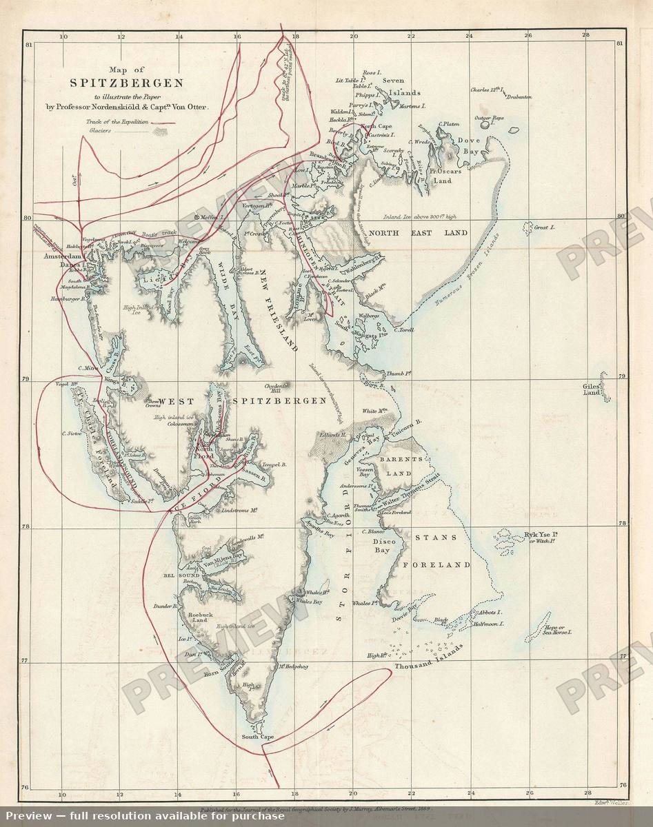Antique map: Spitzbergen, 1869, 1869
