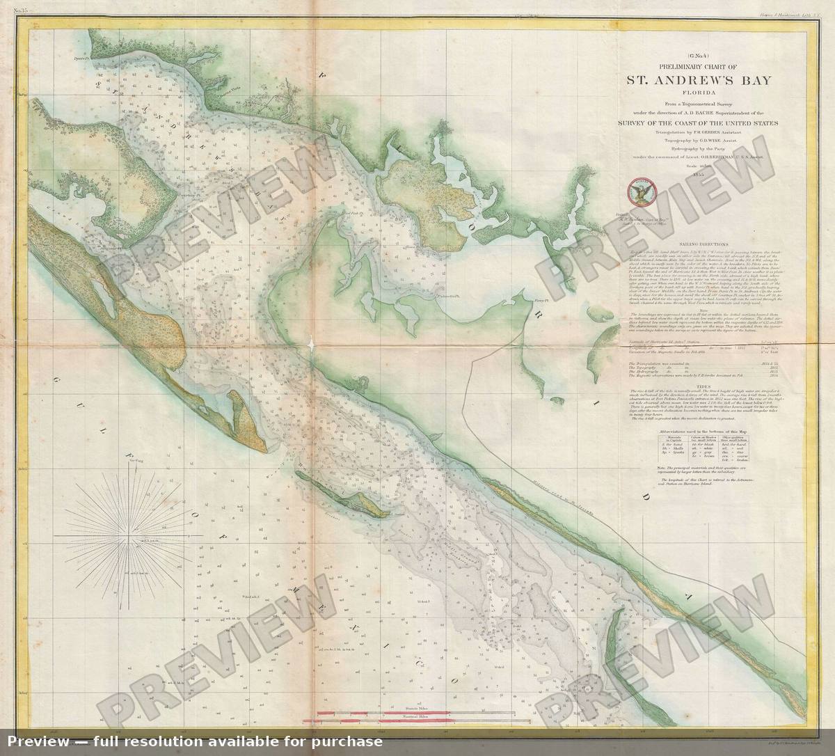 Antique map: St Andrews Bay Florida, 1855, 1855