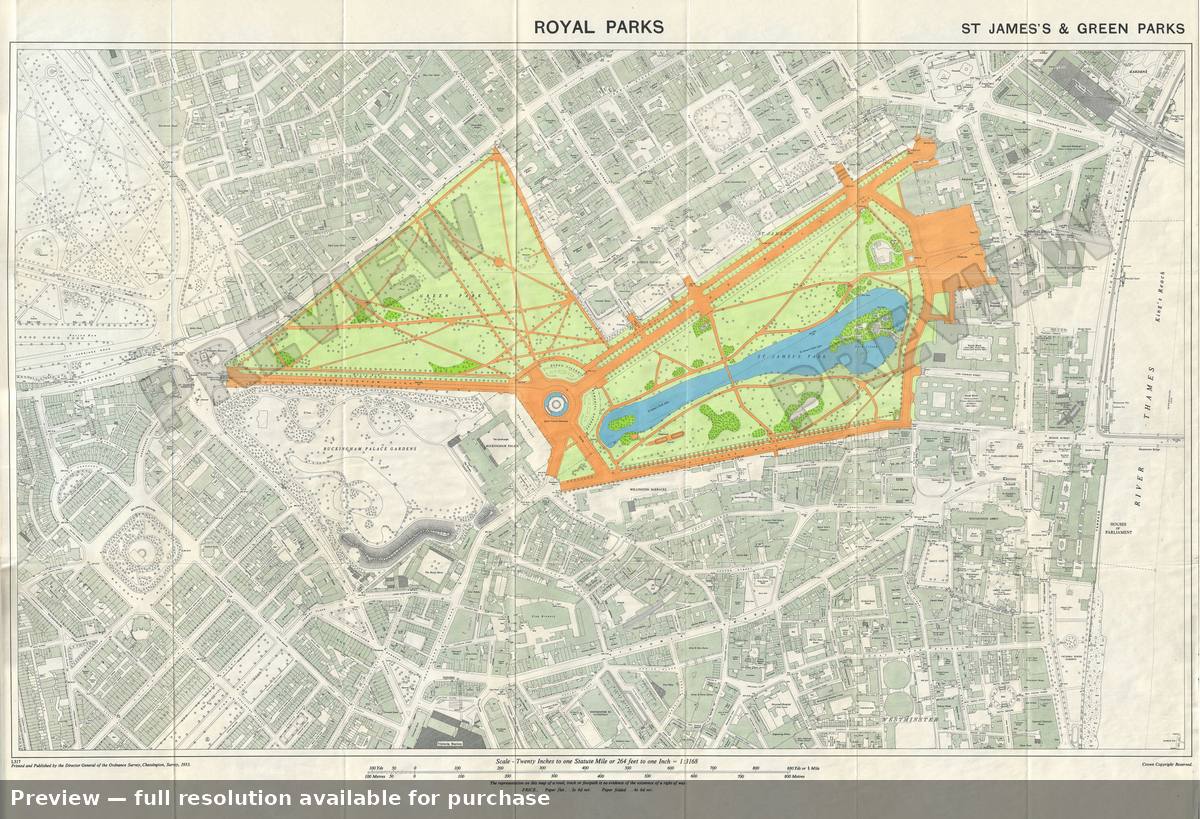 Antique map: St James Park, 1953, 1953