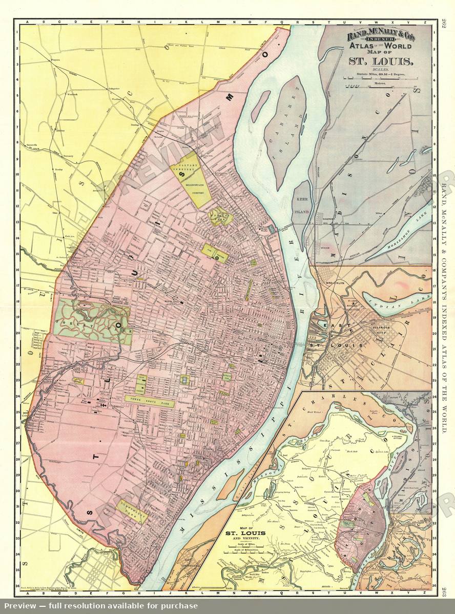 Antique map: St Louis, 1893, 1893