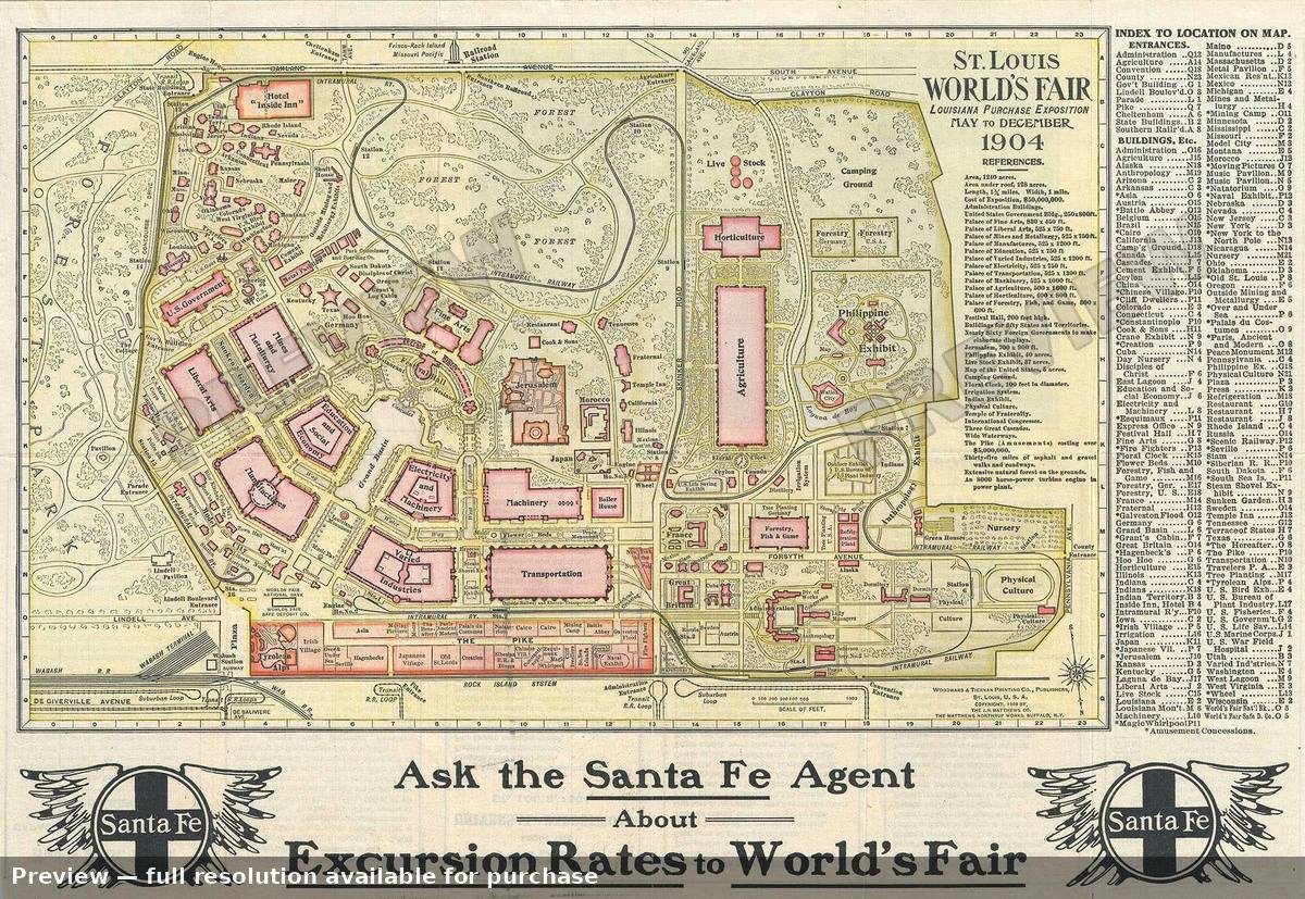 Antique map: St Louis Worlds Fair, 1903, 1903