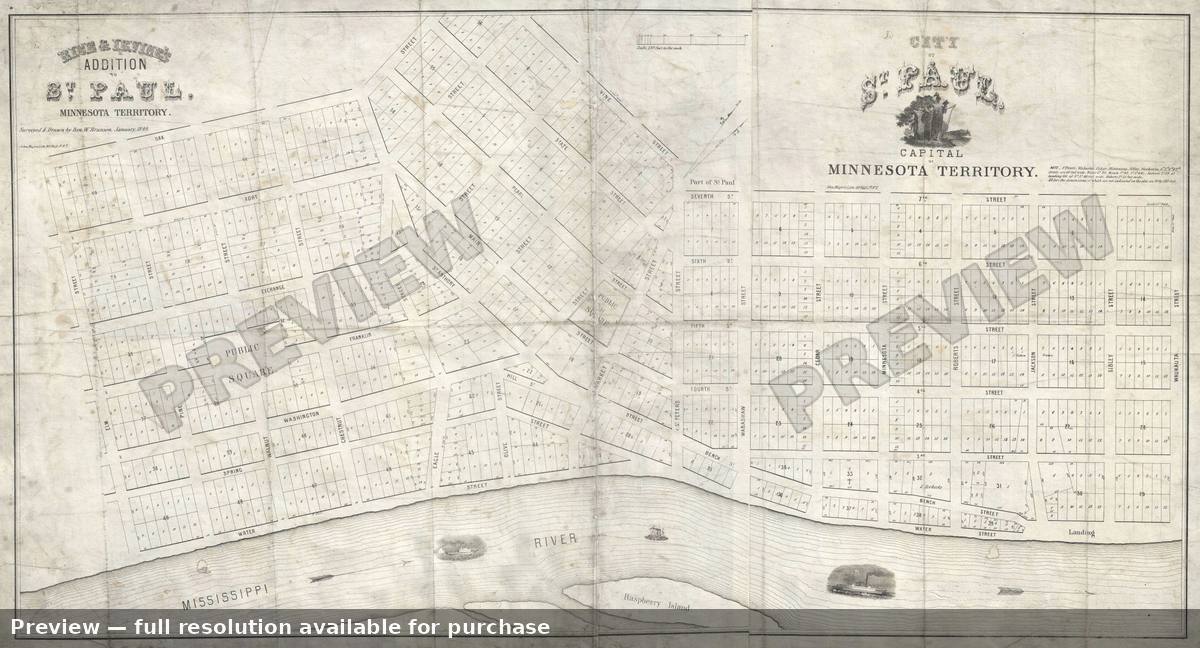 Antique map: St Paul, 1849, 1849