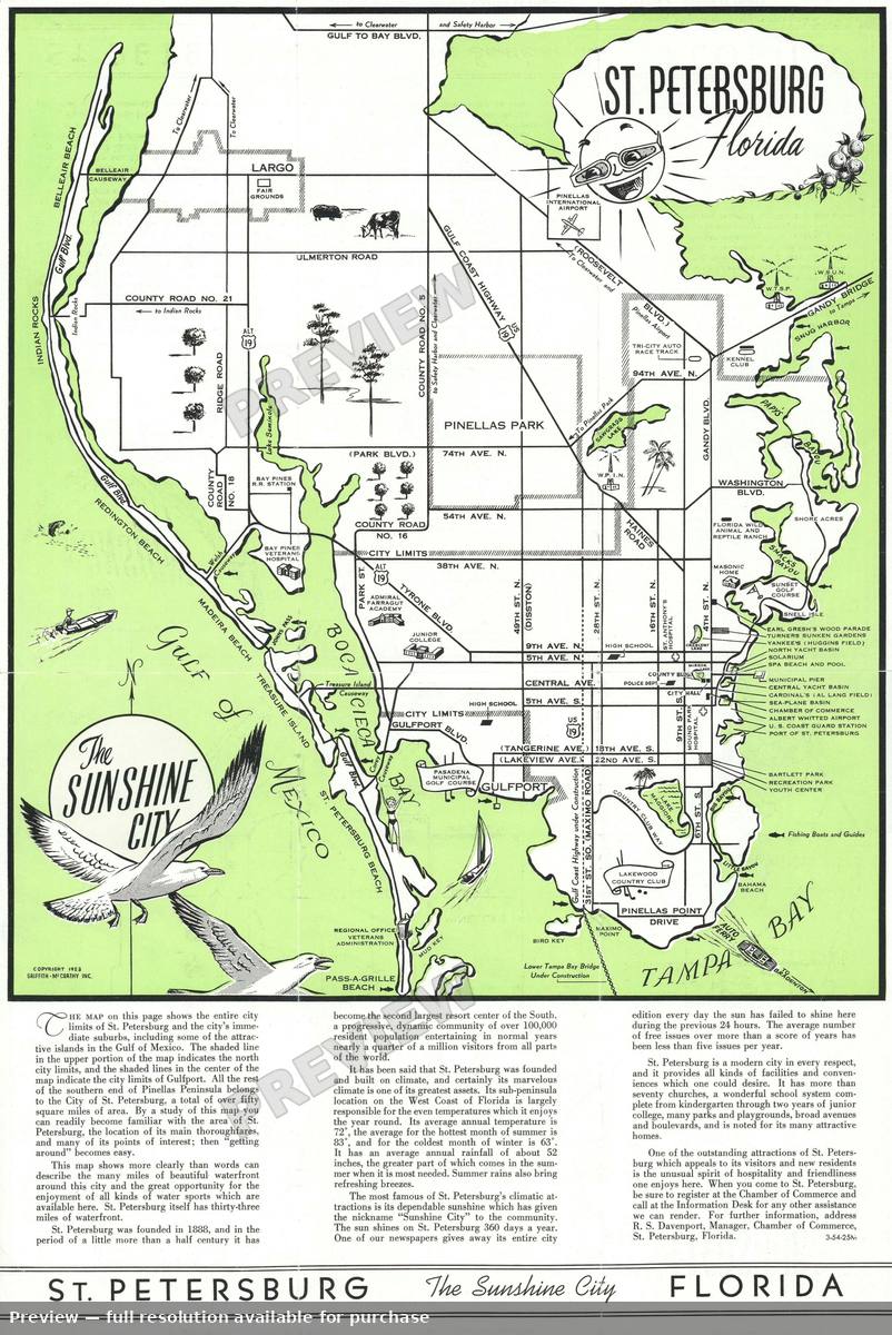 Antique map: St Petersburg, 1953