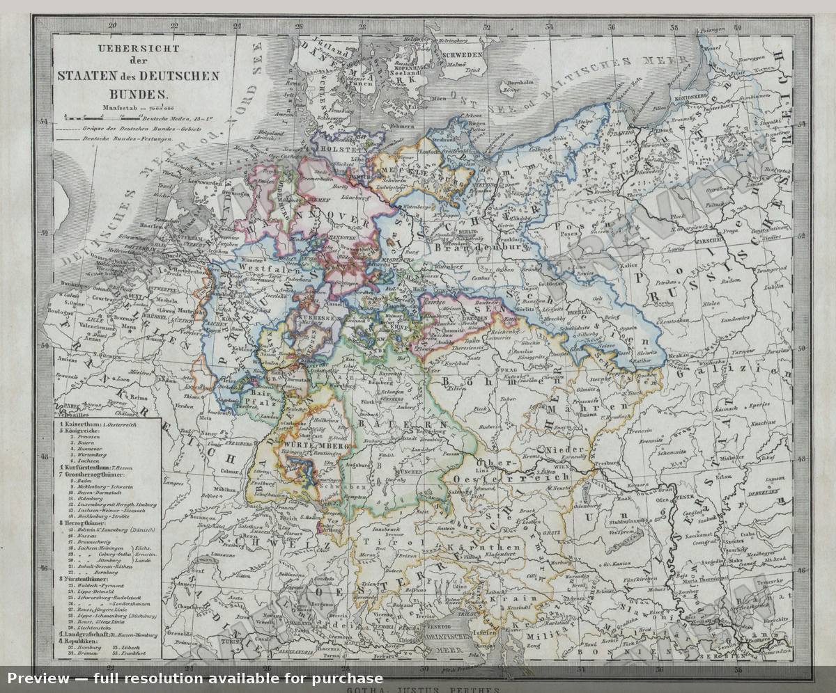 Antique map: Staaten Deutschen, 1862