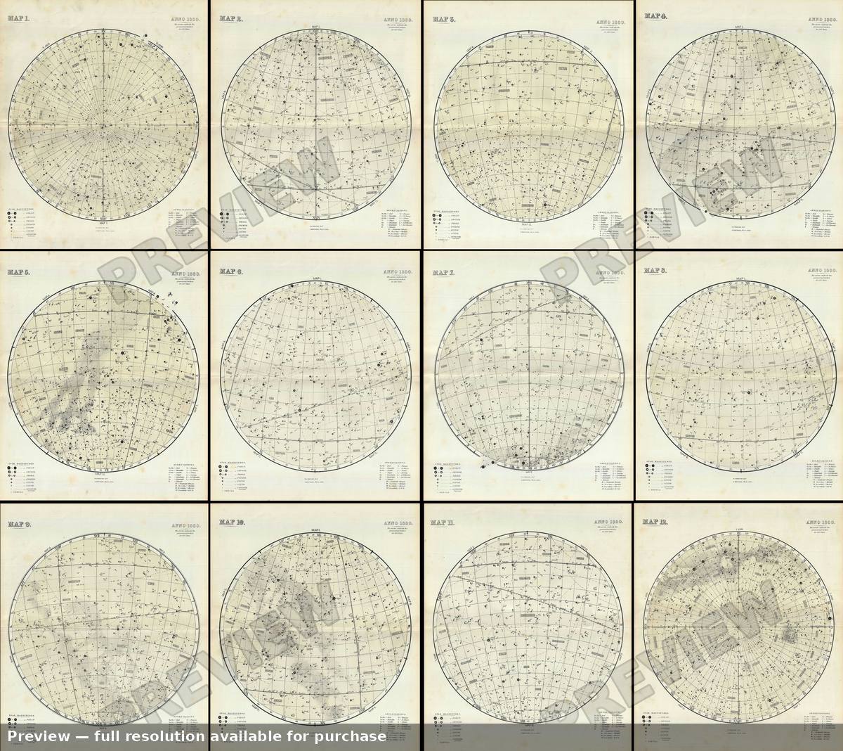 Antique map: Stars, 1870