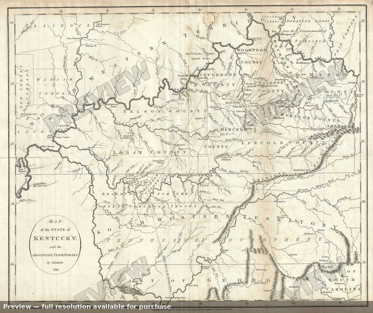 Antique map: State Of Kentucky, 1794
