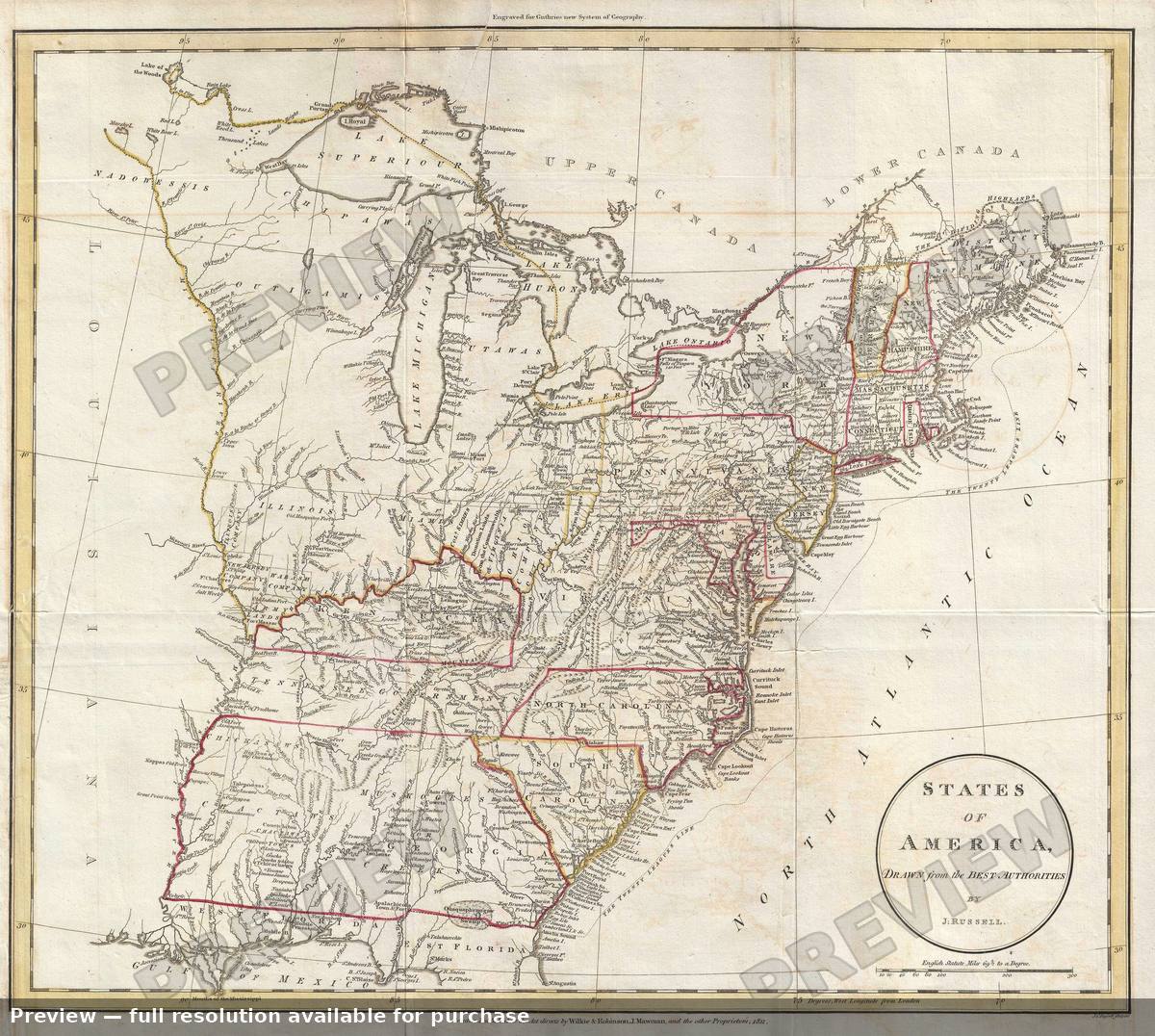 Antique map: Statesof America, 1811, 1811