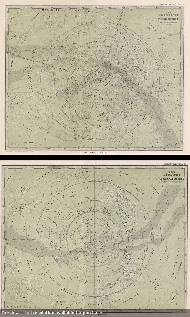 Antique map: Stern Himmel, 1875