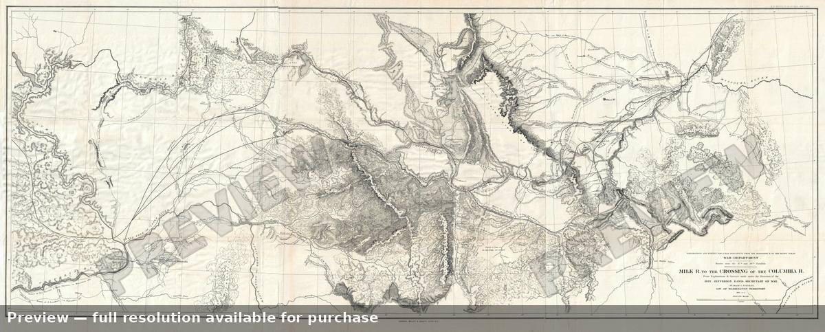 Antique map: Stevens Route, 1855, 1855
