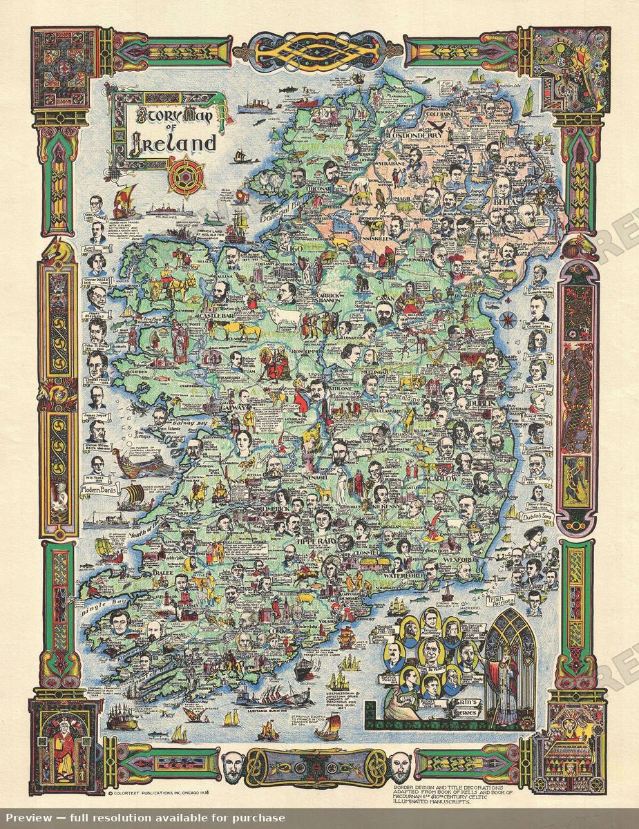 Antique map: Story Map Ireland, 1936