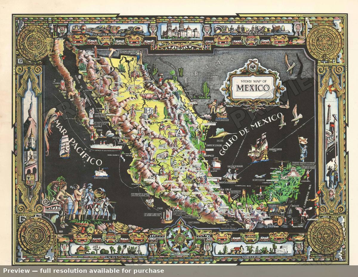 Antique map: Story Map Mexico, 1939, 1939