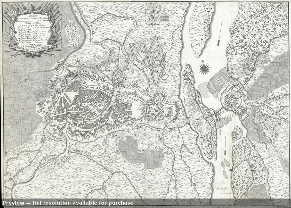 Antique map: Strasbourg, 1735, 1735