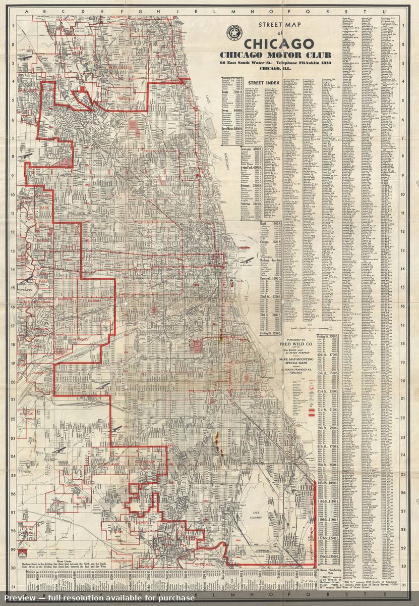 Antique map: Street Map Chicago, 1929, 1929