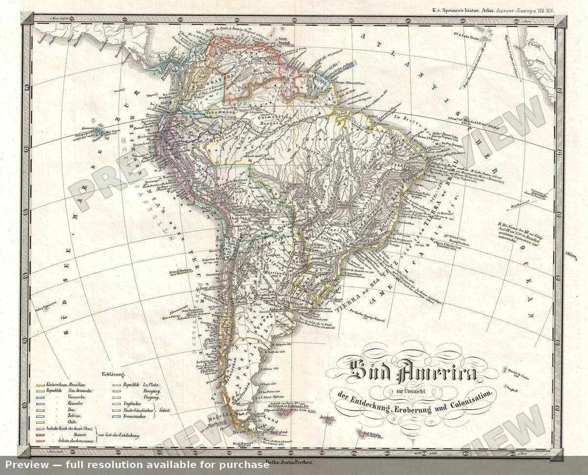 Antique map: Sud America, 1855