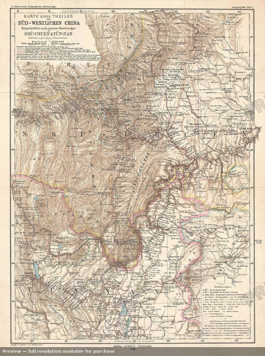 Antique map: Sud China, 1883, 1883