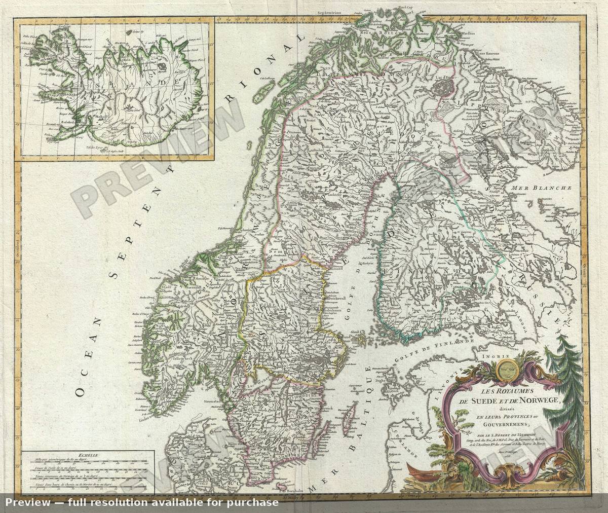 Antique map: Suede Norwege, 1757, 1757