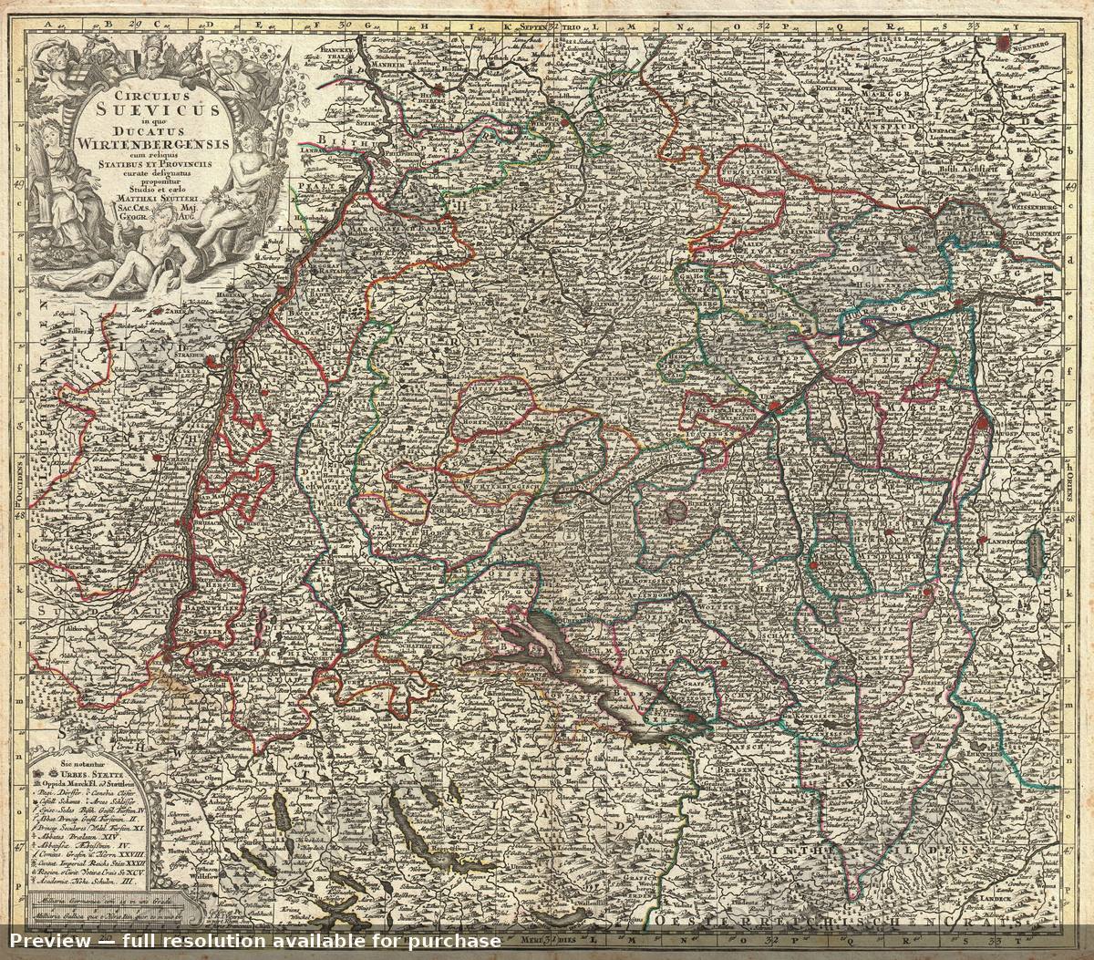 Antique map: Suevicus, 1740, 1740
