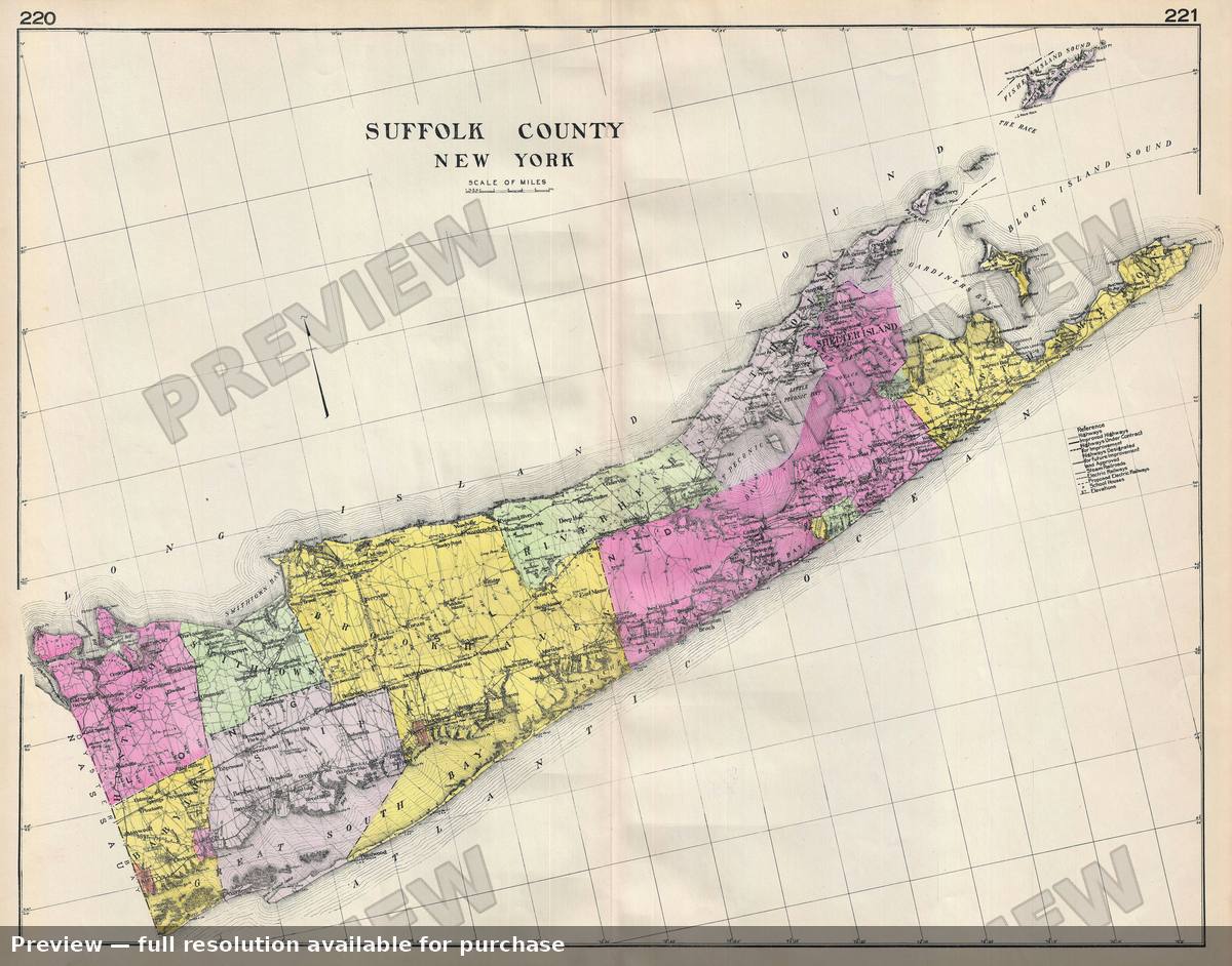 Antique map: Suffolk County NY, 1912, 1912