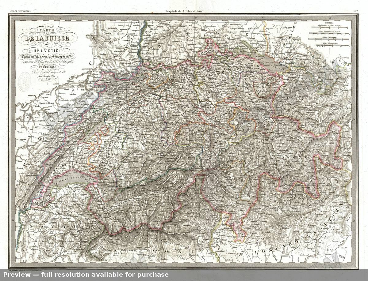 Antique map: Suisse, 1829, 1829