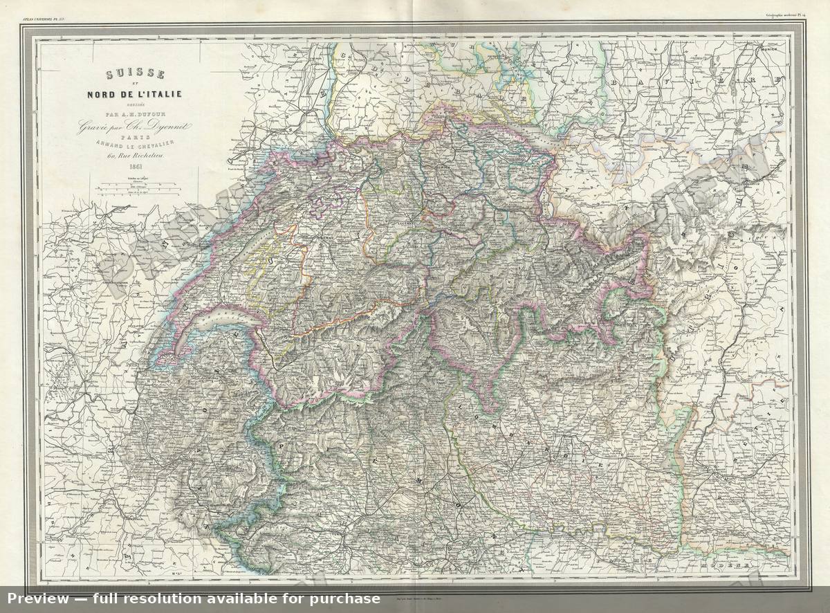 Antique map: Suisse Nord Italie, 1860, 1860