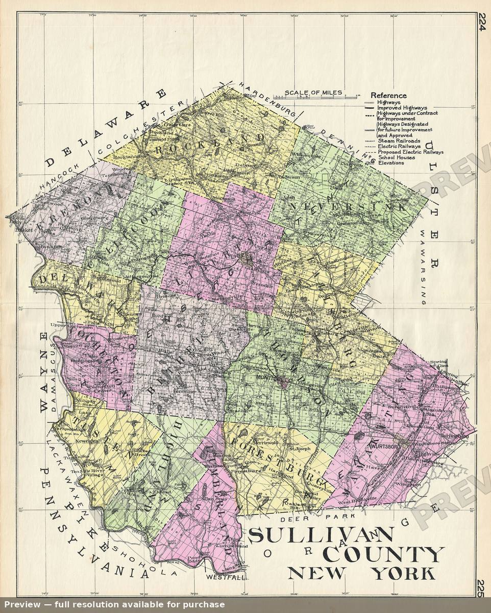 Antique map: Sullivan County NY, 1912, 1912