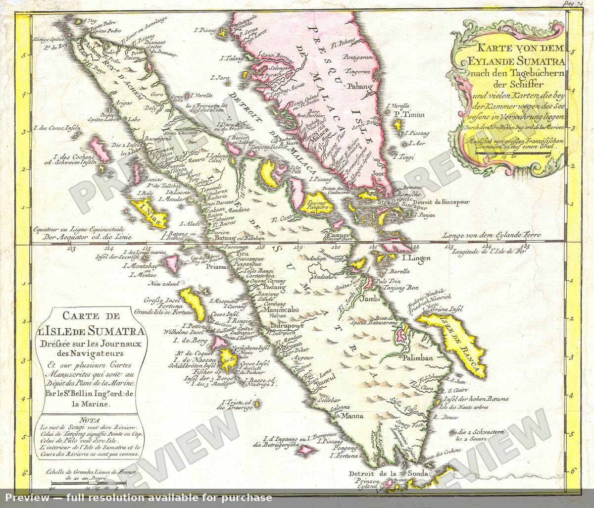 Antique map: Sumatra, 1750, 1750