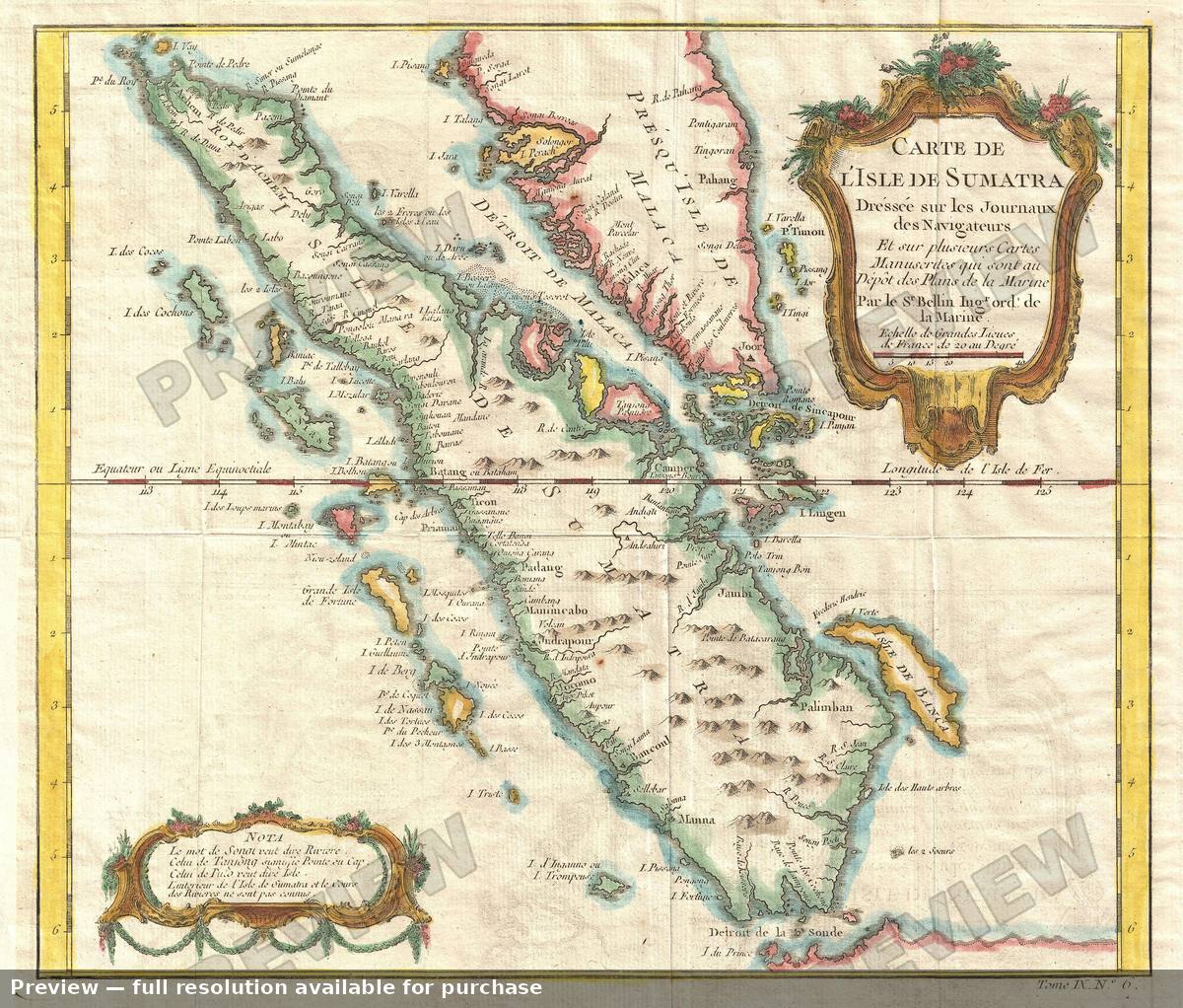 Antique map: Sumatra Singapore, 1749, 1749