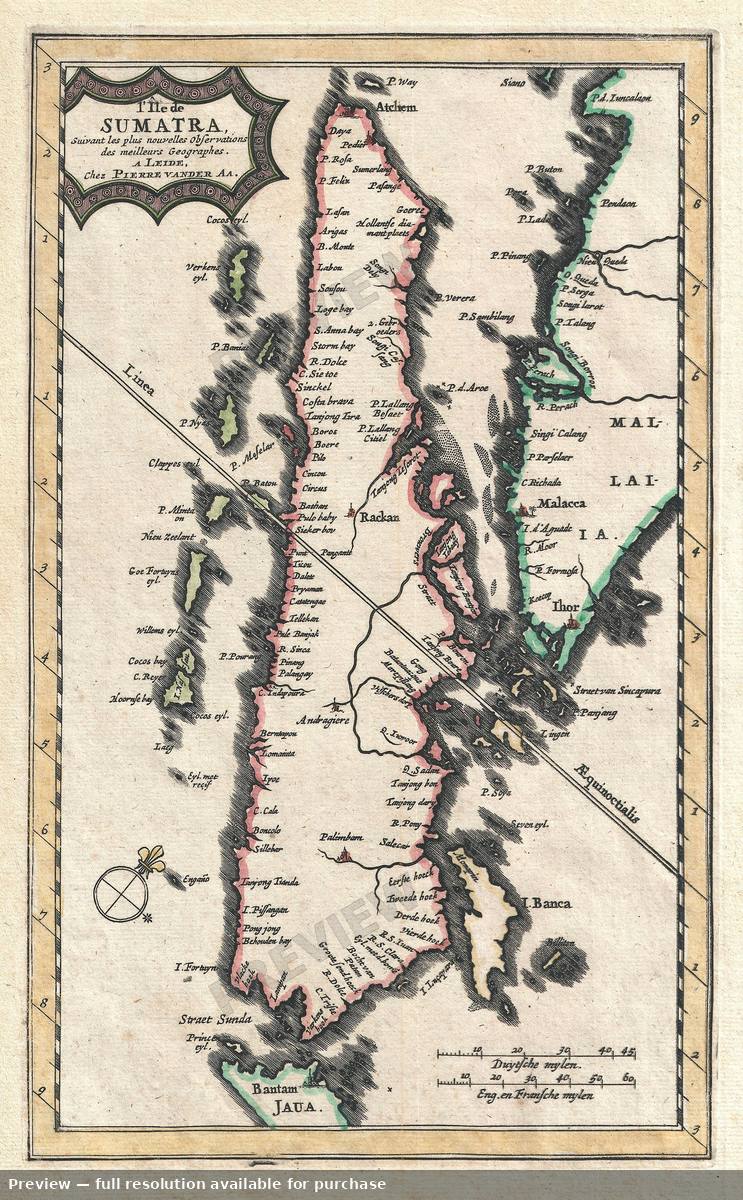 Antique map: Sumatra Singapore Malaya, 1727