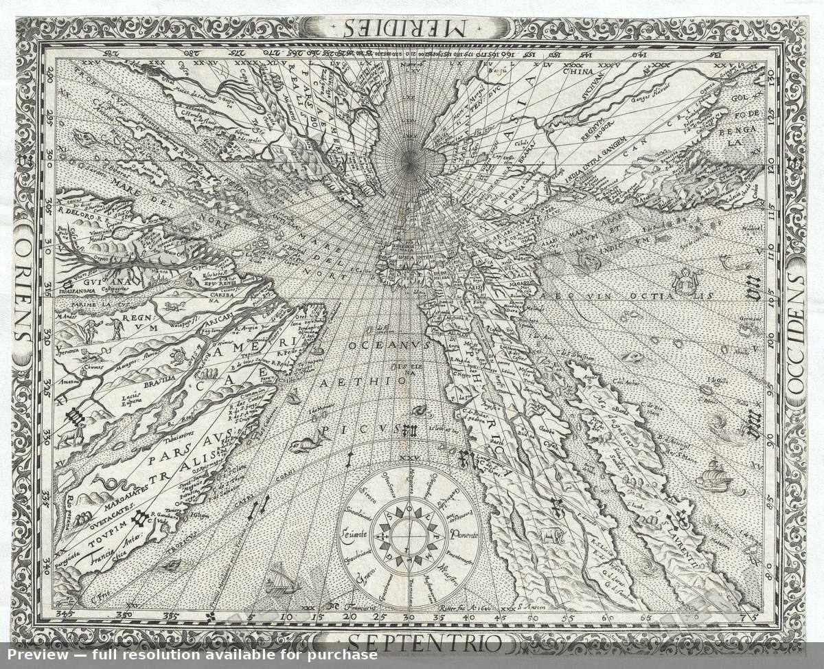 Antique map: Sundial Map, 1640, 1640