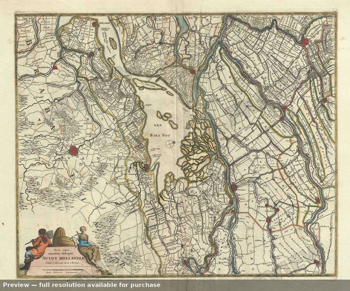 Antique map: Suydt Hollandiae, 1721