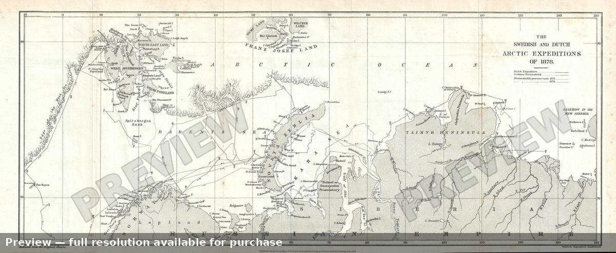 Antique map: Swedish Dutch Arctic Expeditions, 1879