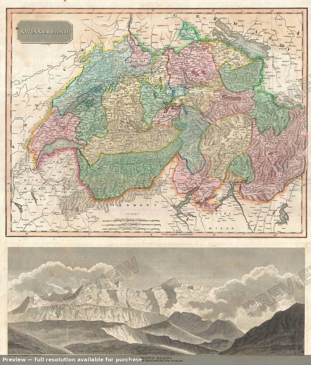 Antique map: Swisserland, 1814, 1814