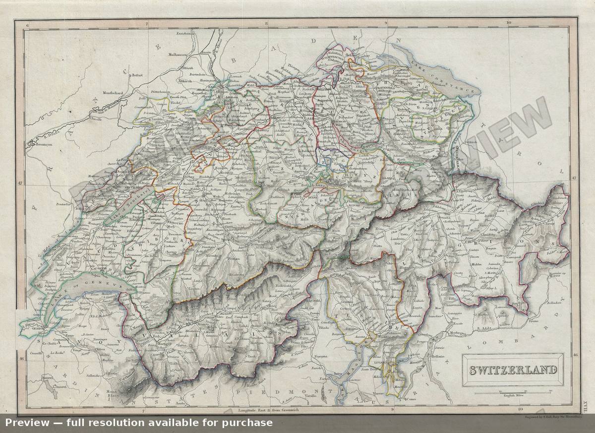 Antique map: Switzerland, 1840