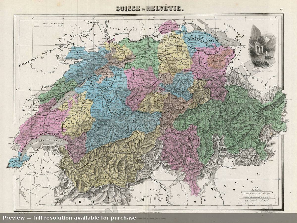 Antique map: Switzerland, 1878