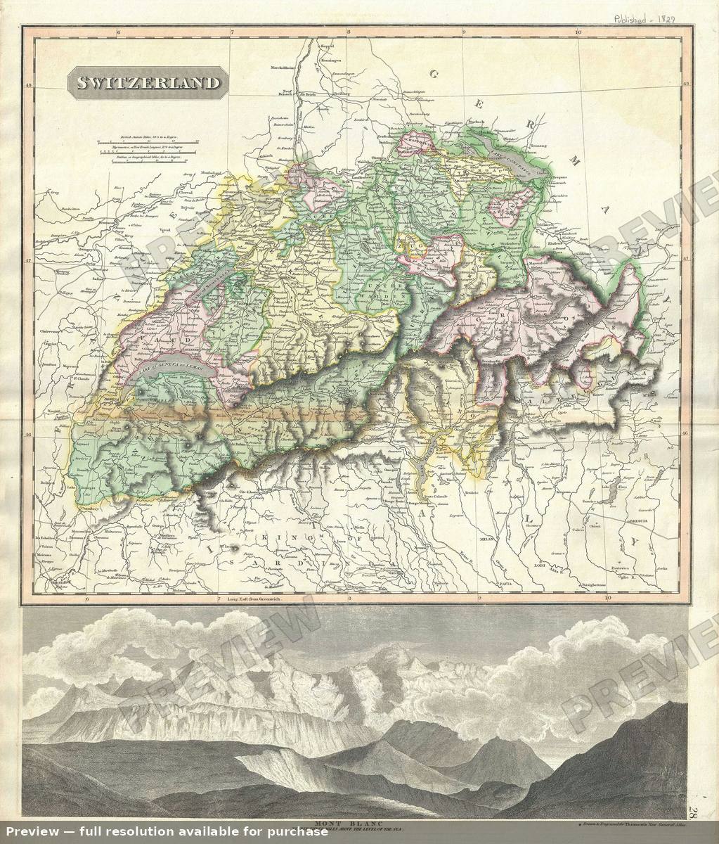 Antique map: Switzerland, 1817, 1817