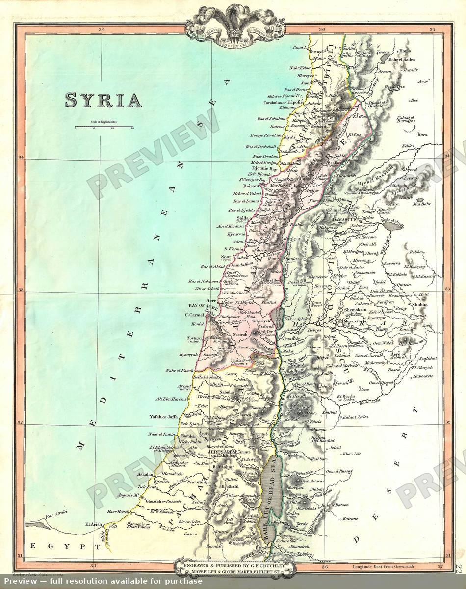 Antique map: Syria, 1853, 1853