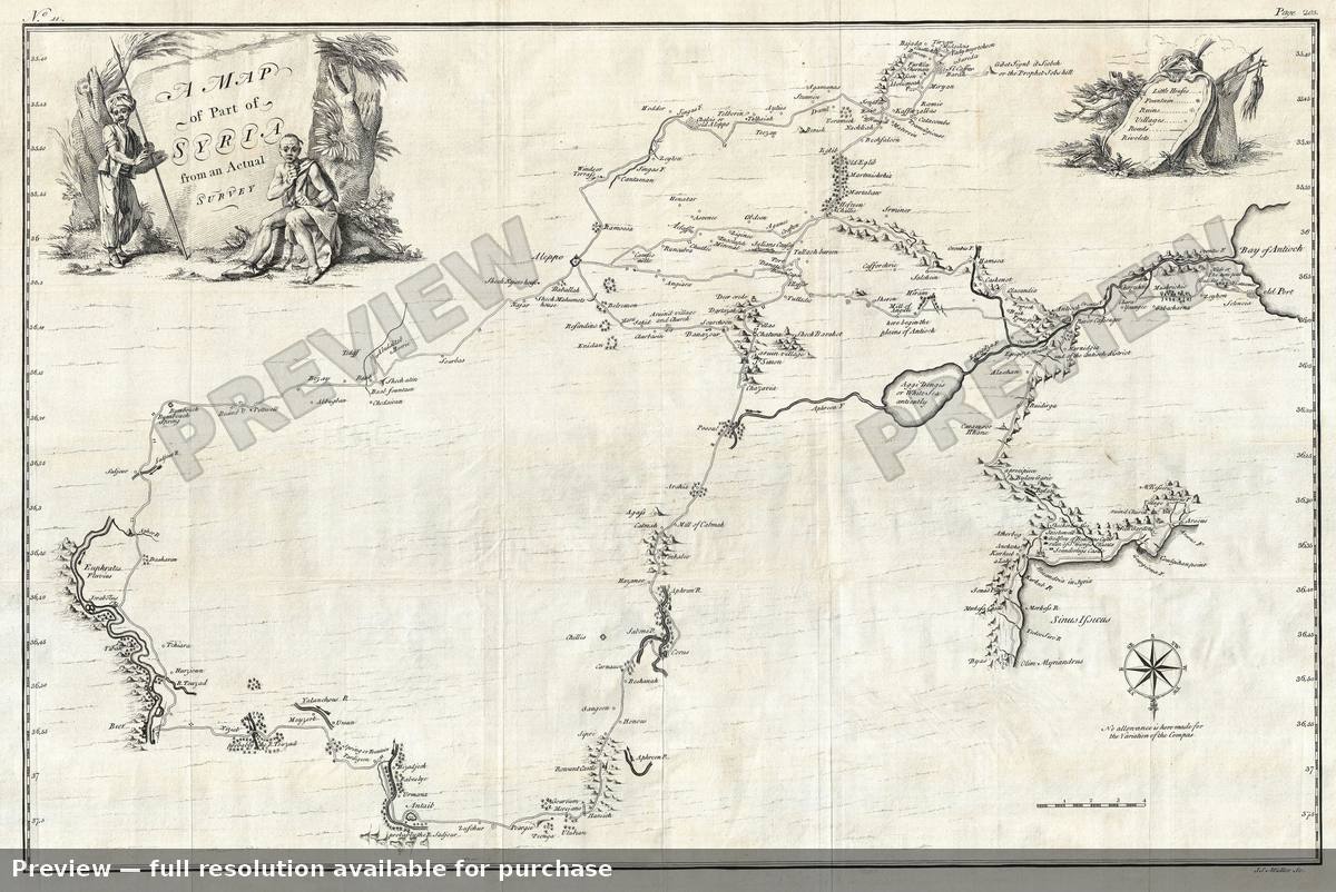 Antique map: Syria, 1754, 1754