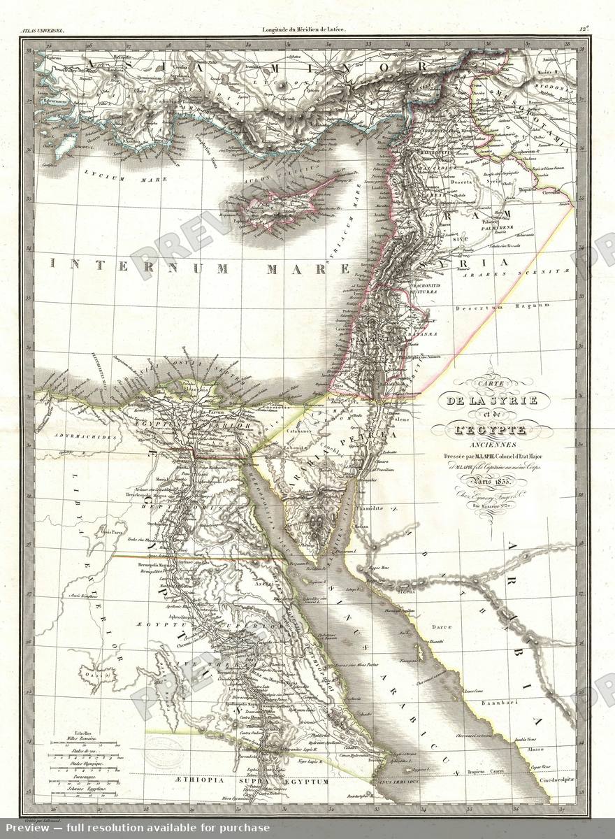 Antique map: Syrie Egypte, 1829, 1829