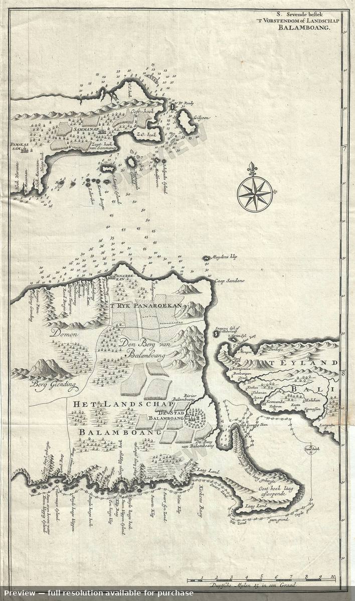 Antique map: T Vorstendom Balamboang, 1726