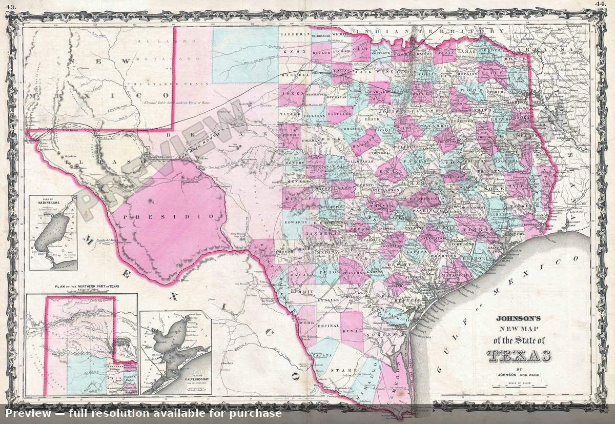 Antique map: TX, 1862, 1862