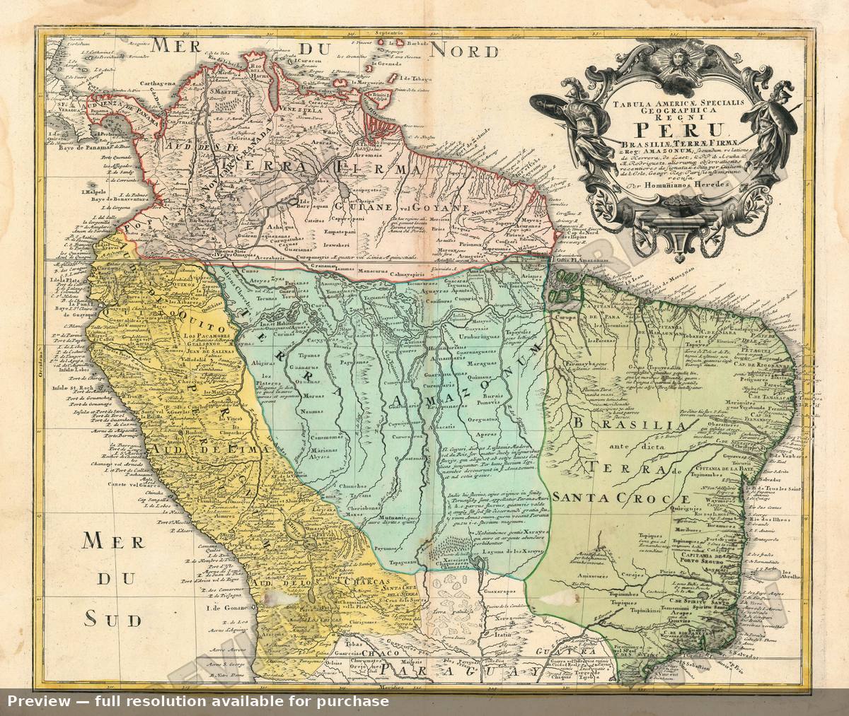 Antique map: Tabula Americae Peru, 1728