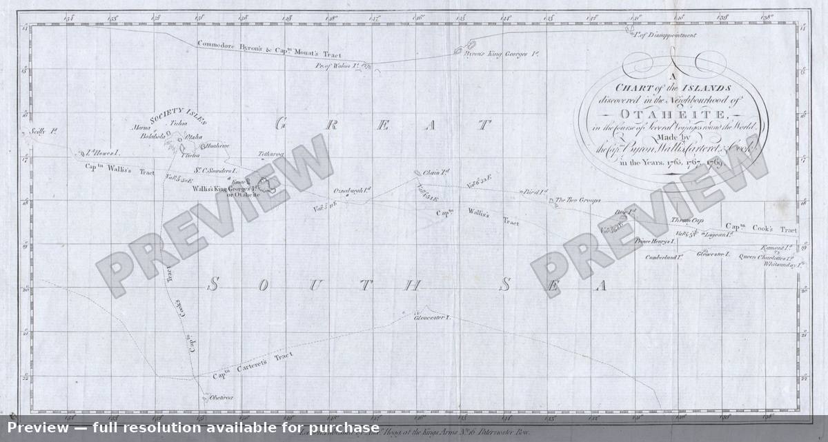 Antique map: Tahiti, 1780, 1780