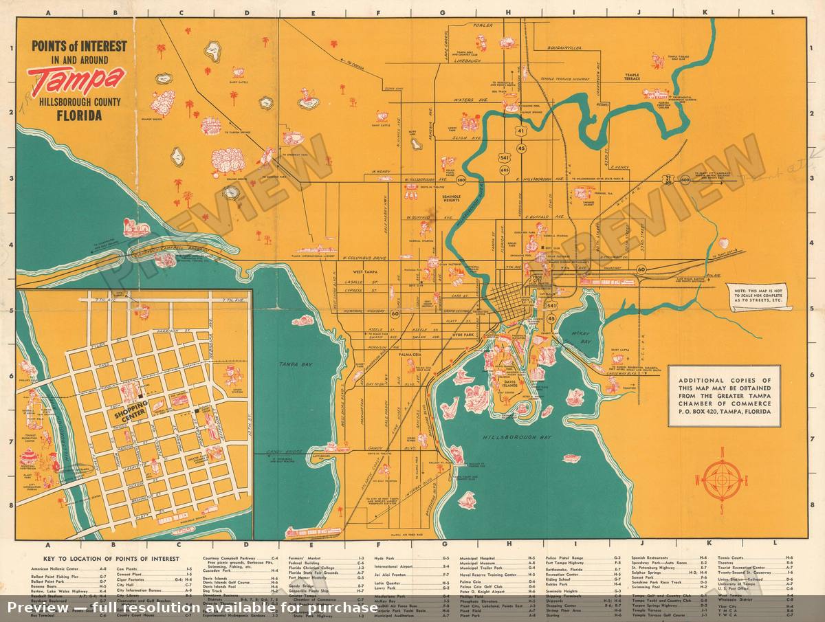 Antique map: Tampa, 1947, 1947